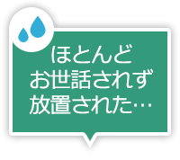 ほとんどお世話されず放置された